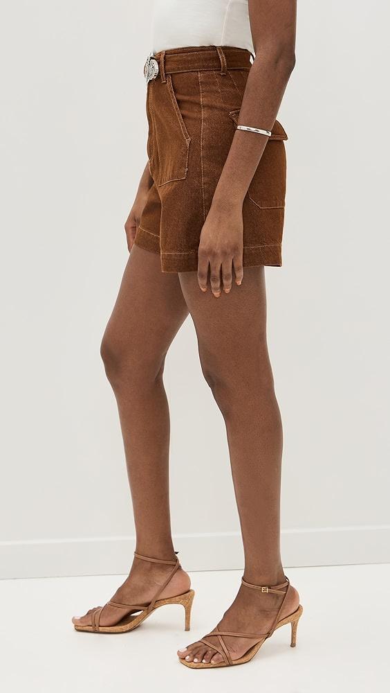 Marques Almeida Brown Denim Shorts With Embellishment Belt | Shopbop Product Image