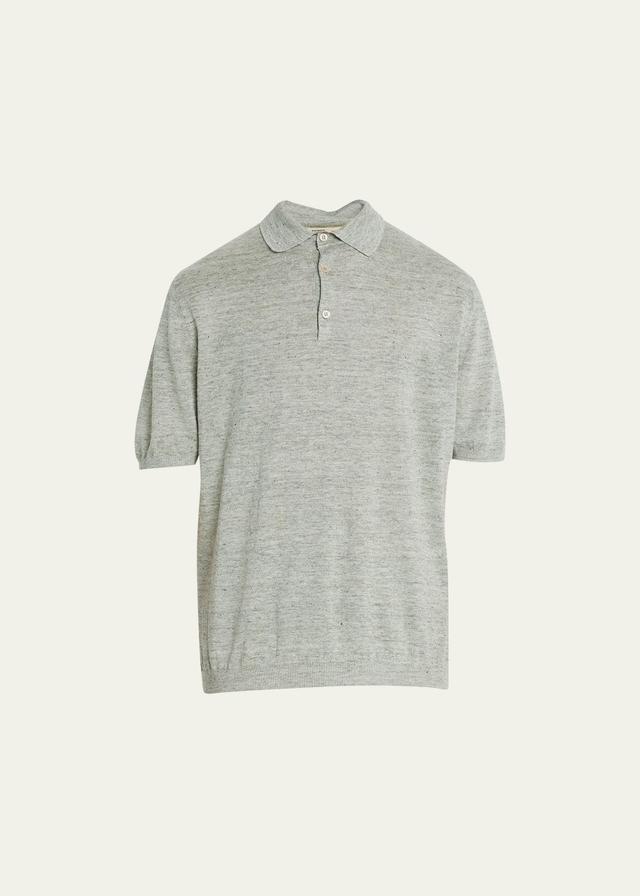 Mens Short Sleeve Linen Polo Shirt Product Image