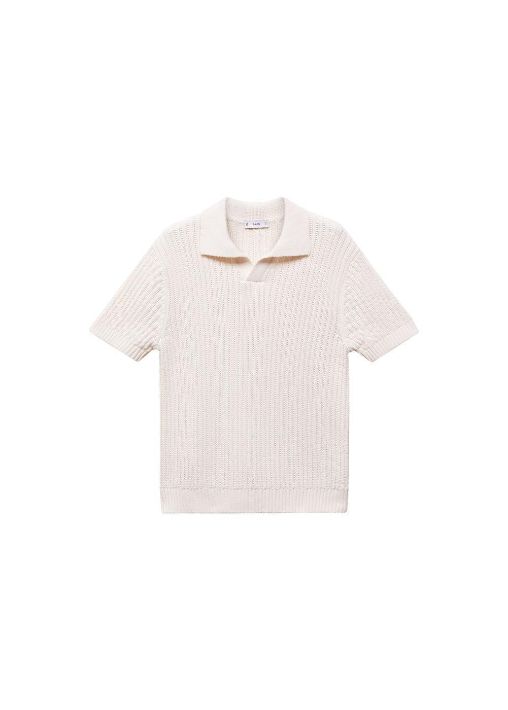 MANGO MAN - Openwork cotton knitte polo shirt off whiteMen Product Image