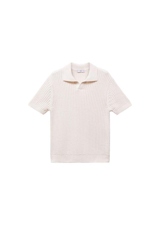 MANGO MAN - Openwork knit cotton polo off whiteMen Product Image