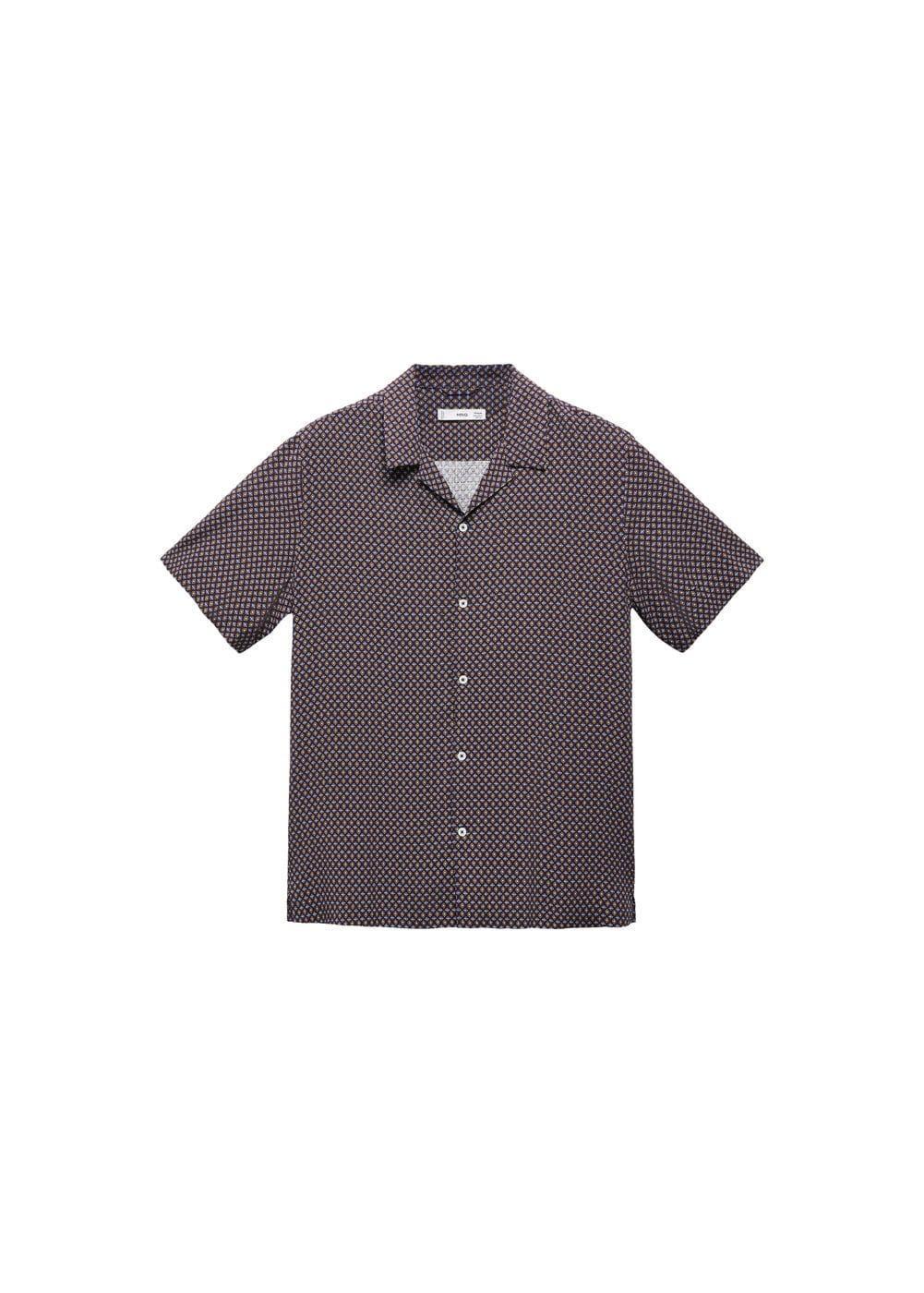 MANGO MAN - Regular-fit short-sleeved printed shirt burgundyMen Product Image