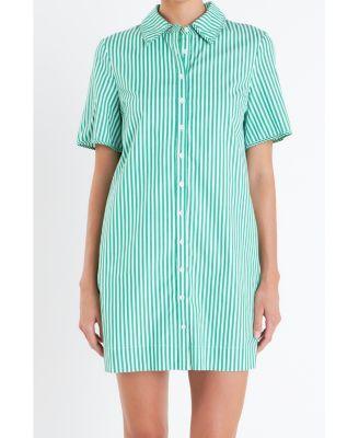 English Factory Womens Striped Binded Wide Sleeve Mini Dress Product Image