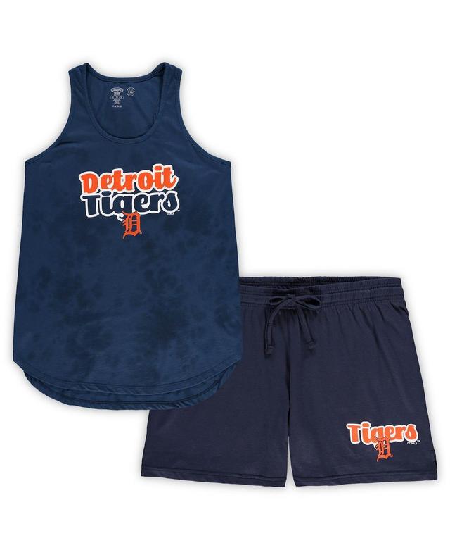 Womens Concepts Sport Detroit Tigers Plus Size Cloud Tank Top & Shorts Sleep Set Blue Product Image