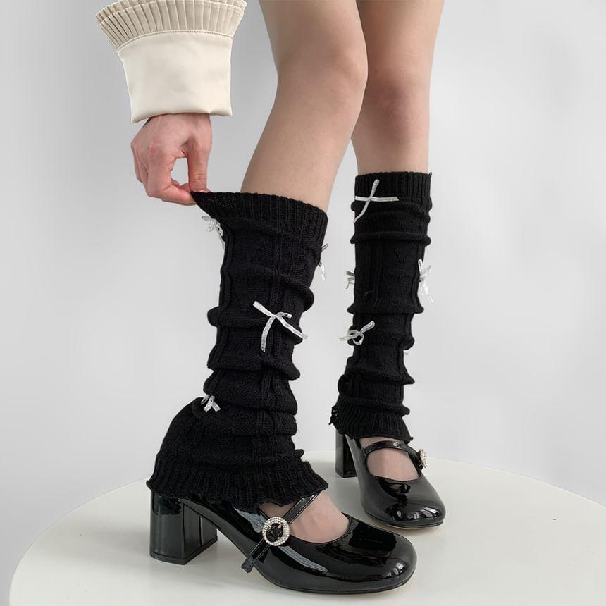 Bow Accent Knit Leg Warmers Product Image