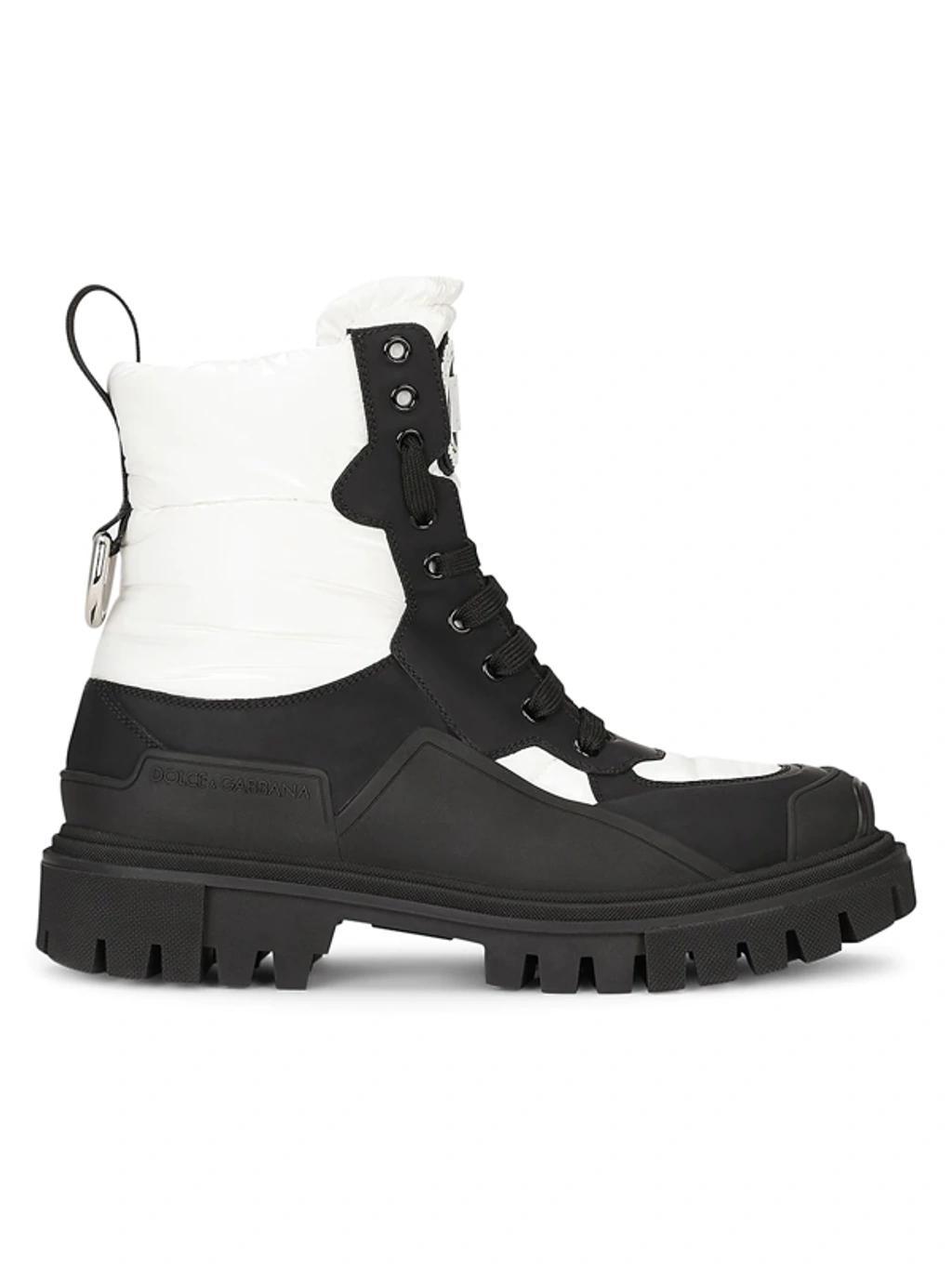 Trekking Boots In Nylon And Leather In Bianco Nero Product Image