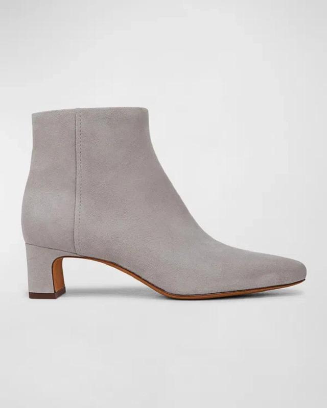 Silvana Suede Zip Booties In Fog Gray Product Image