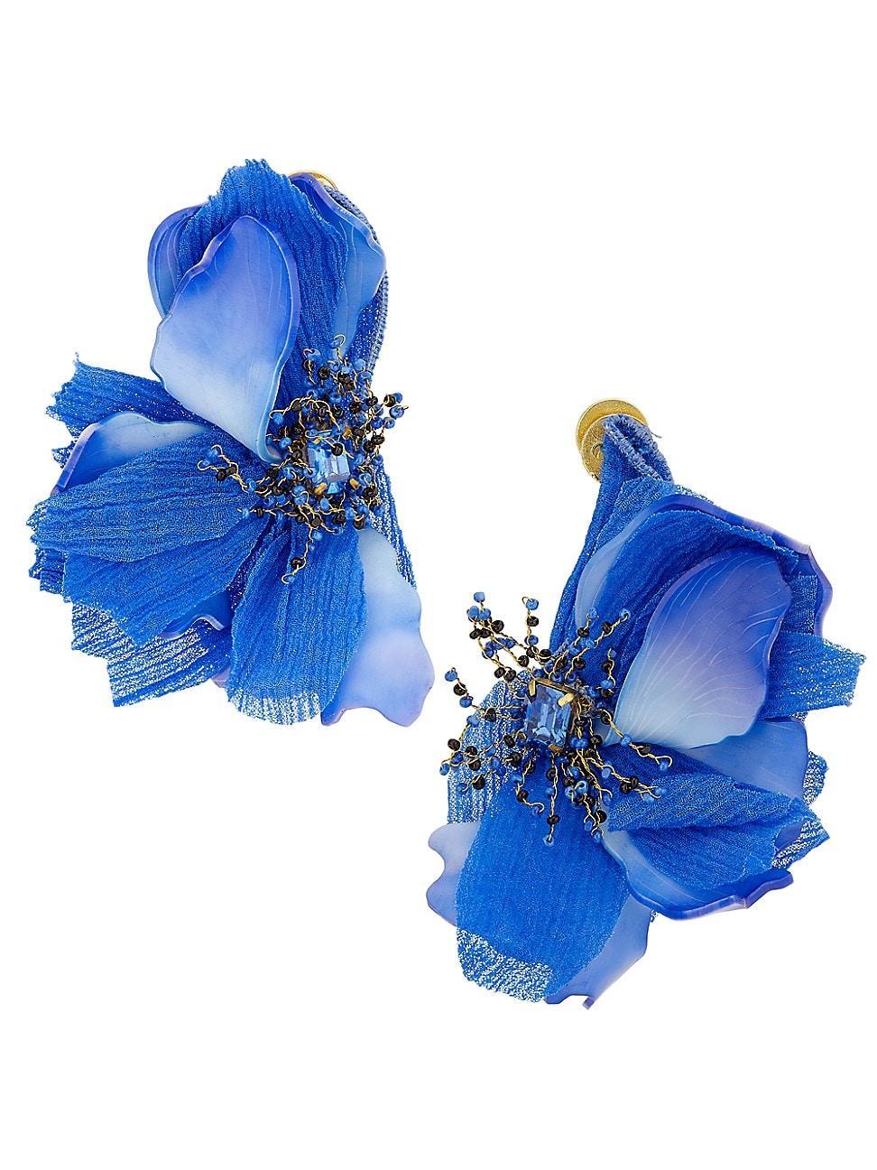 Womens Petal Crinkle Chiffon, Acrylic & Glass Bead Earrings Product Image