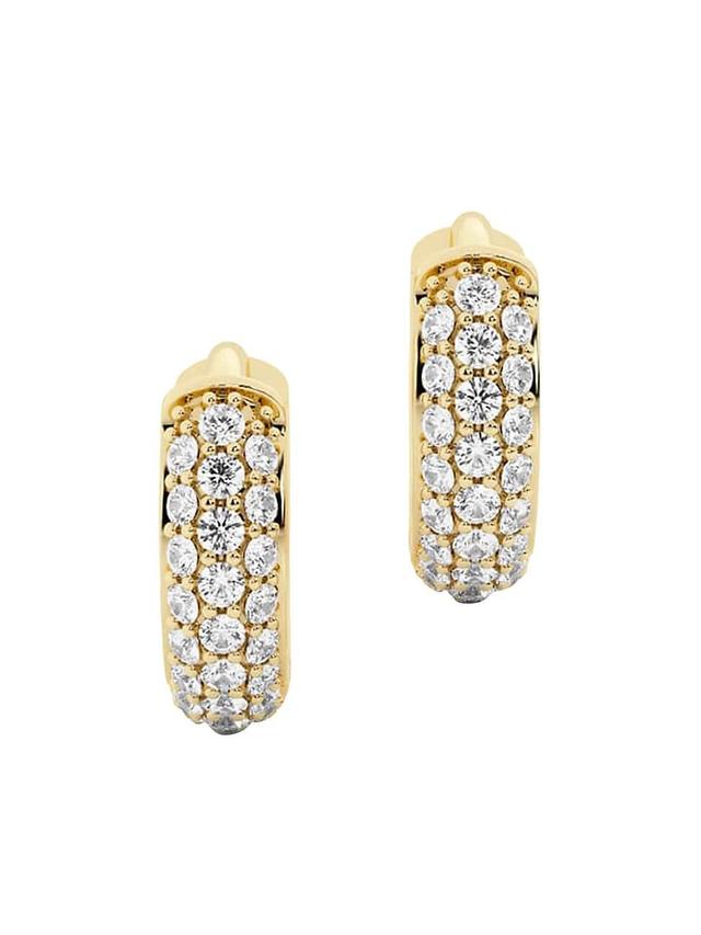 Womens 14K-Yellow-Gold & 0.38 TCW Lab-Grown Diamonds Huggie Earrings Product Image