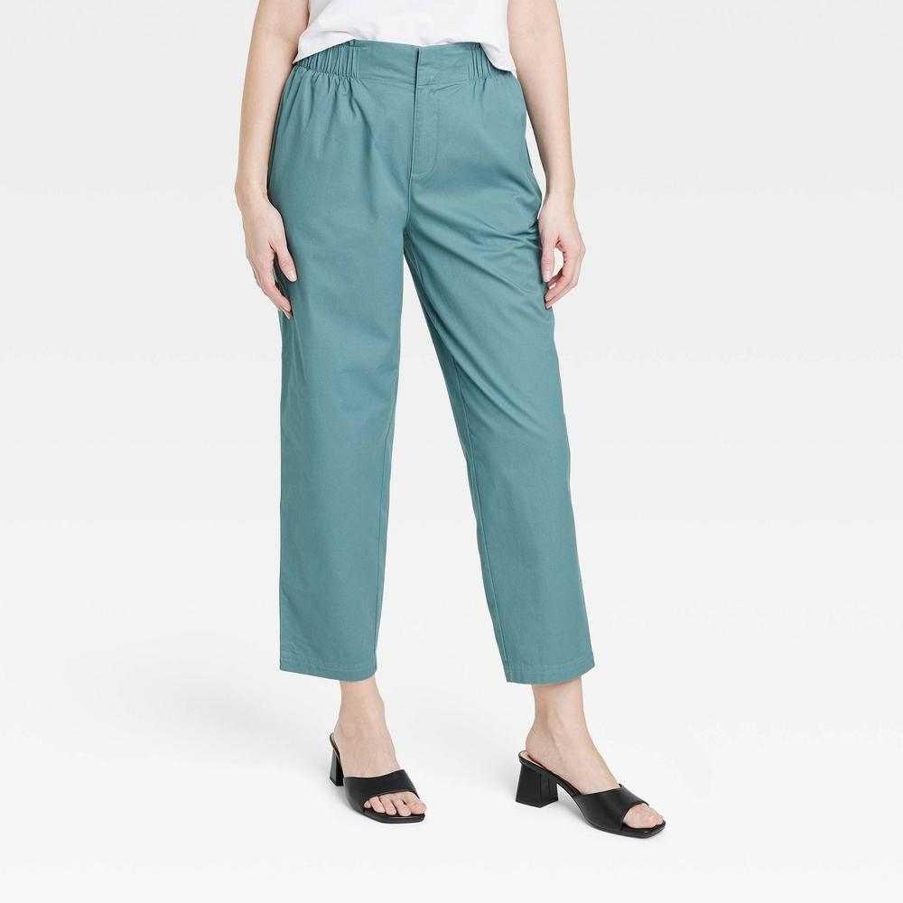 Womens High-Rise Tapered Ankle Chino Pants - A New Day Teal XL Product Image