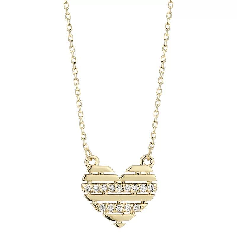 LUMINOR GOLD 14k Gold Diamond Accent Heart Pendant Necklace, Womens White Product Image