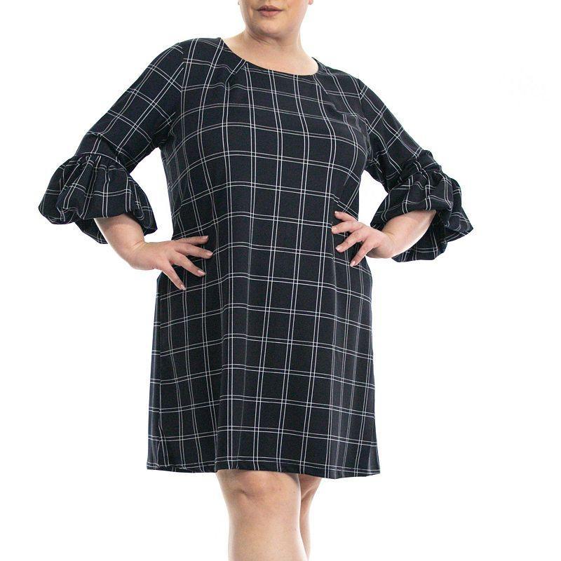 Plus Size Nina Leonard Balloon Sleeve Shift Dress, Womens Product Image