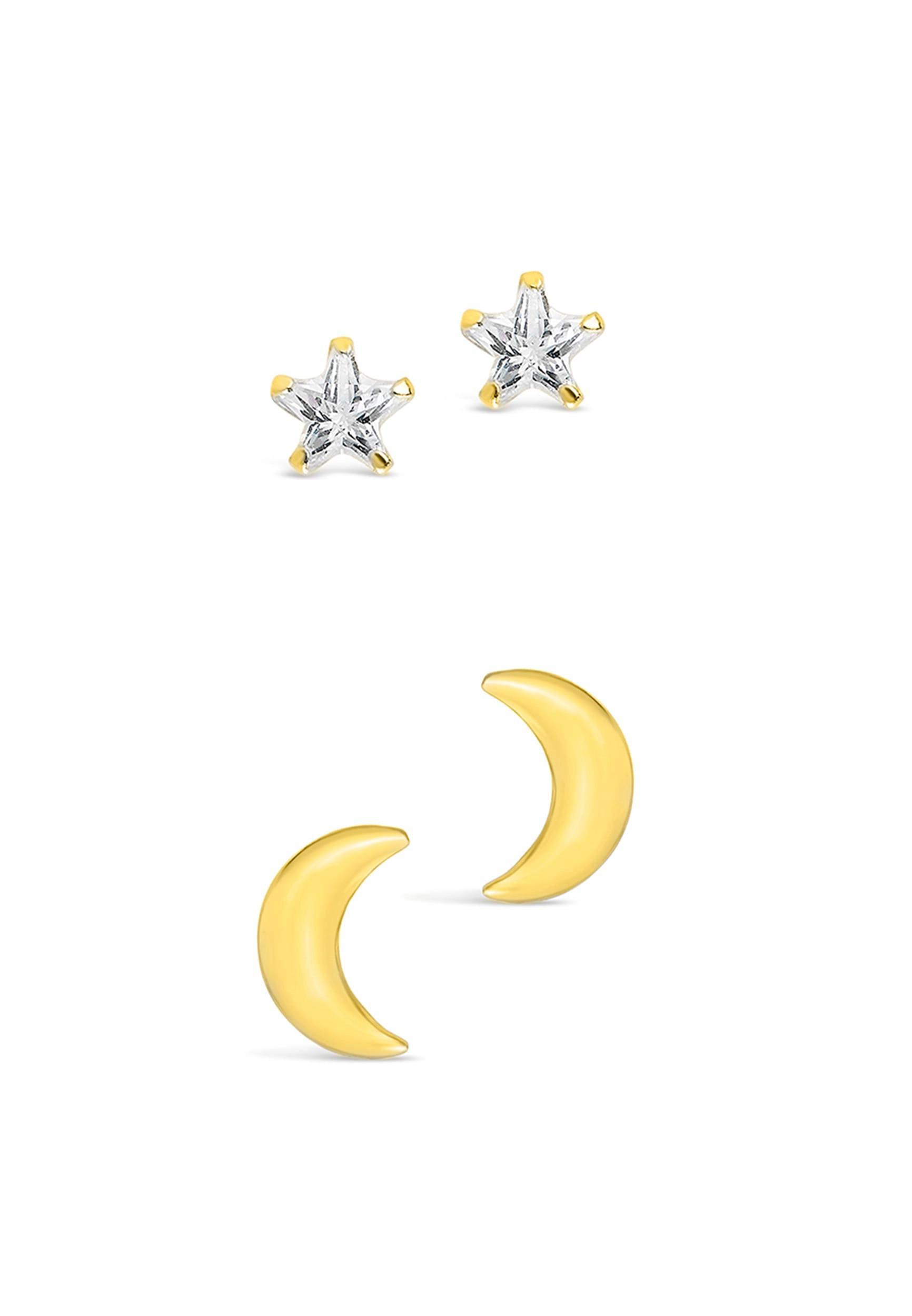 Crescent And Star Stud Earrings Set Product Image