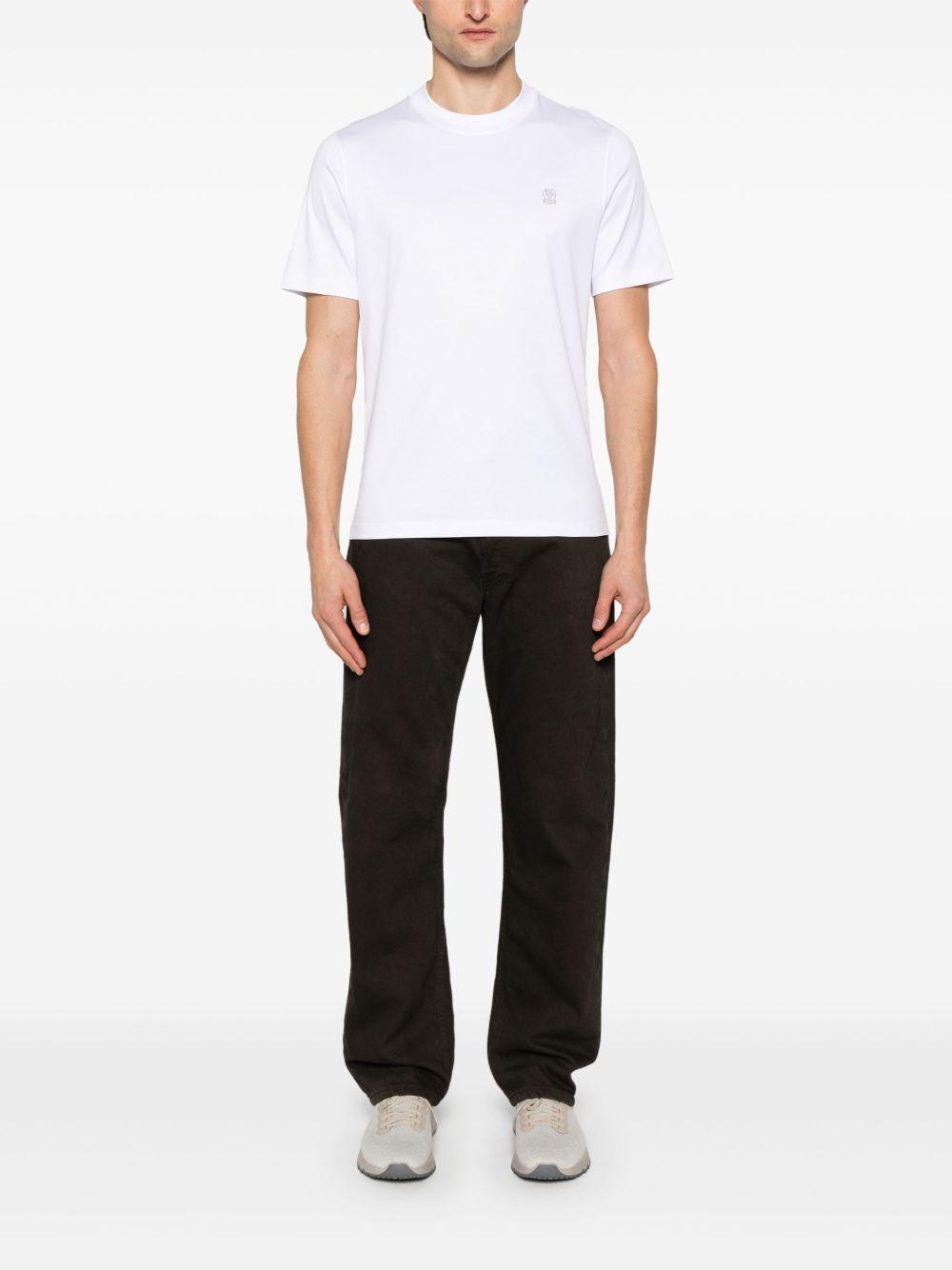 BRUNELLO CUCINELLI Logo-embroidered T-shirt In White Product Image