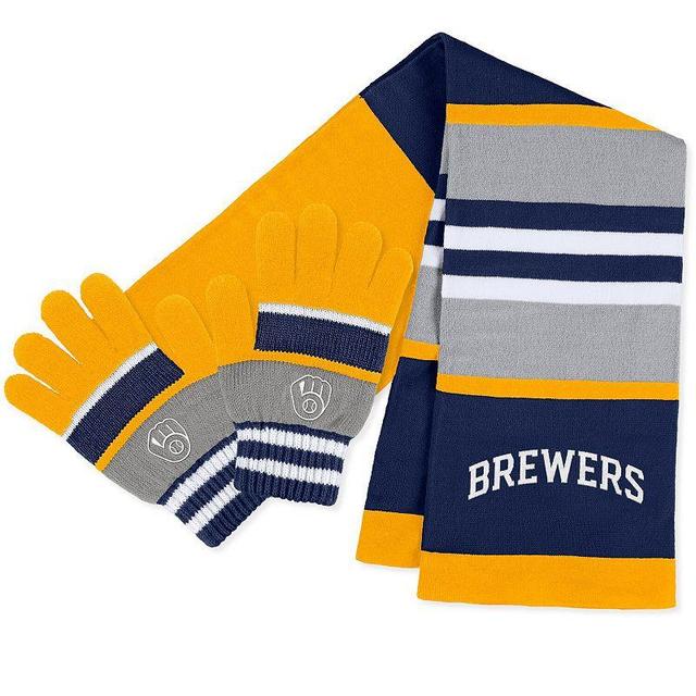 Womens WEAR by Erin Andrews Milwaukee Brewers Stripe Glove & Scarf Set Product Image