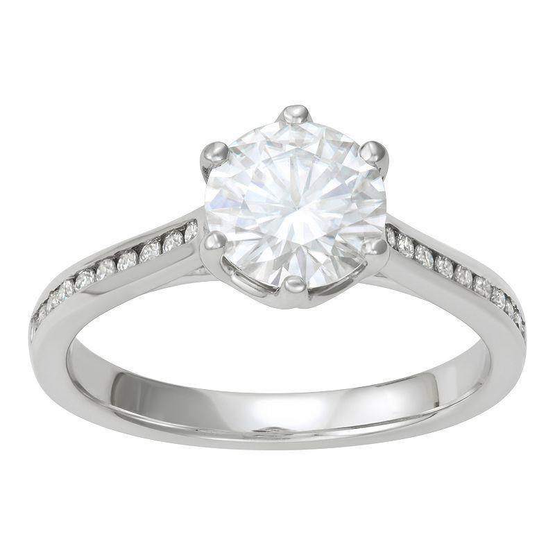 Charles & Colvard 1.68 Ct. T.w. Lab Created Moissanite Engagement Ring In 14K White Gold, 9 Product Image