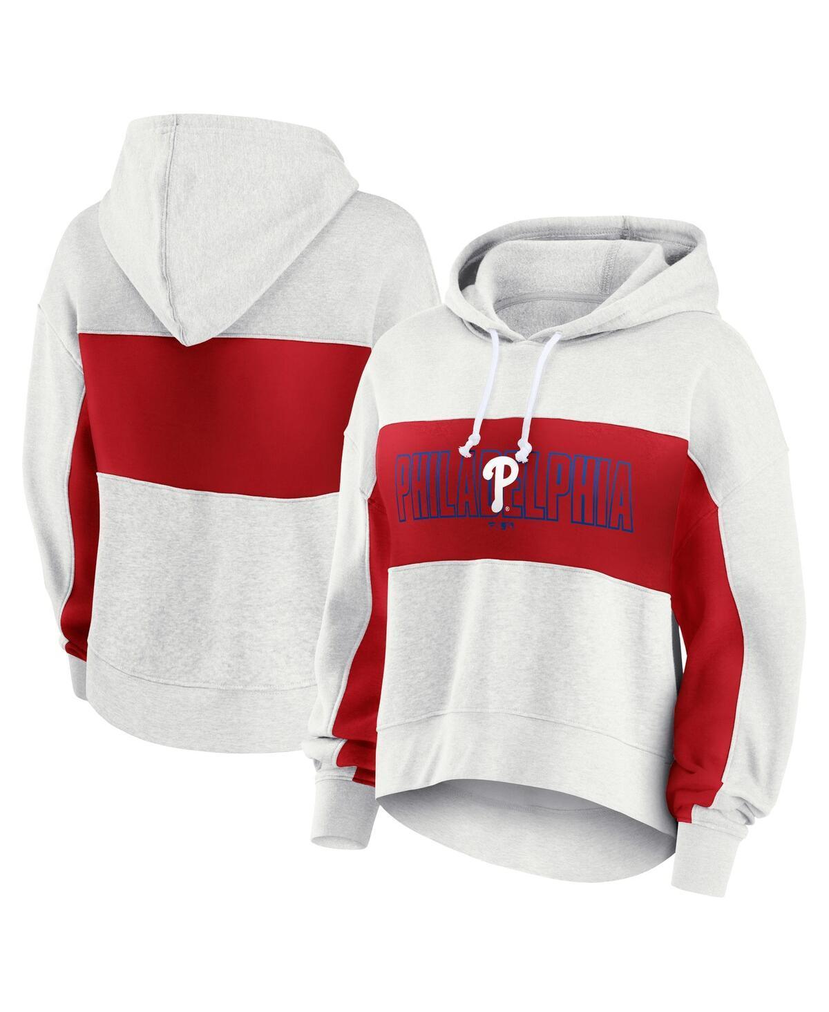 Fanatics Womens Oatmeal Philadelphia Phillies Up for It Fleece Pullover Hoodie - Oatmeal Product Image