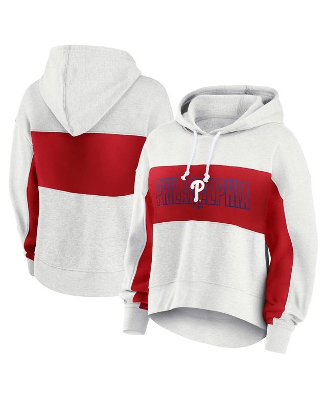 Fanatics Womens Oatmeal Philadelphia Phillies Up For It Fleece Pullover Hoodie - Oatmeal Product Image