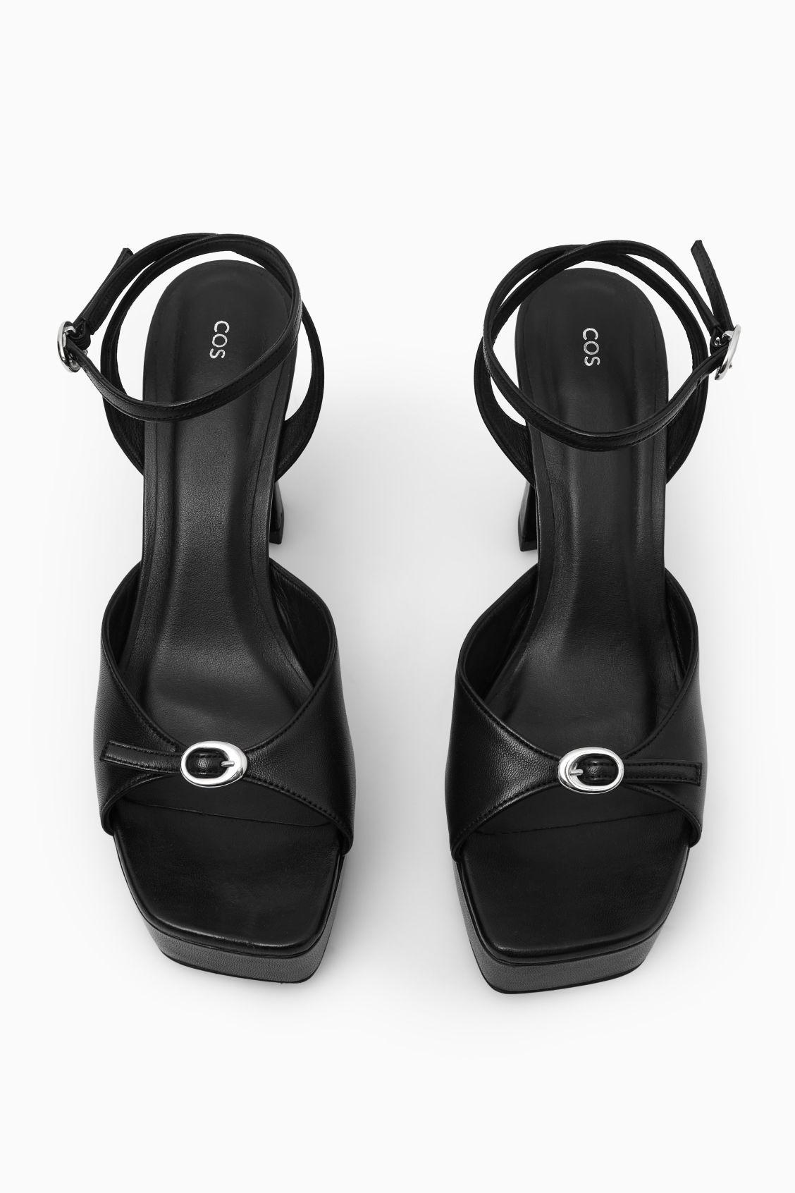 BUCKLED PLATFORM SANDALS Product Image