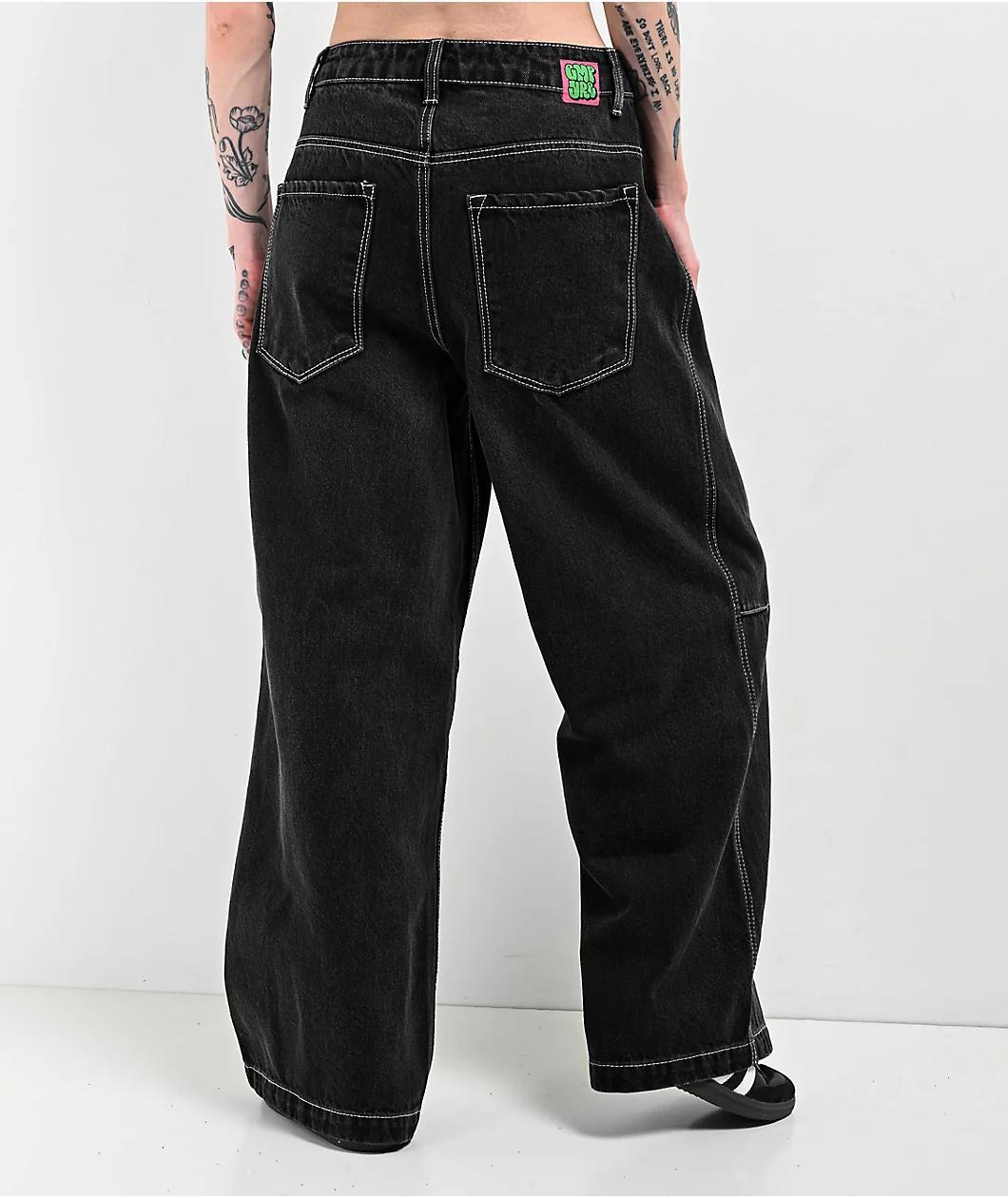 Empyre Marble Extent Wide Leg Black Denim Jeans Product Image