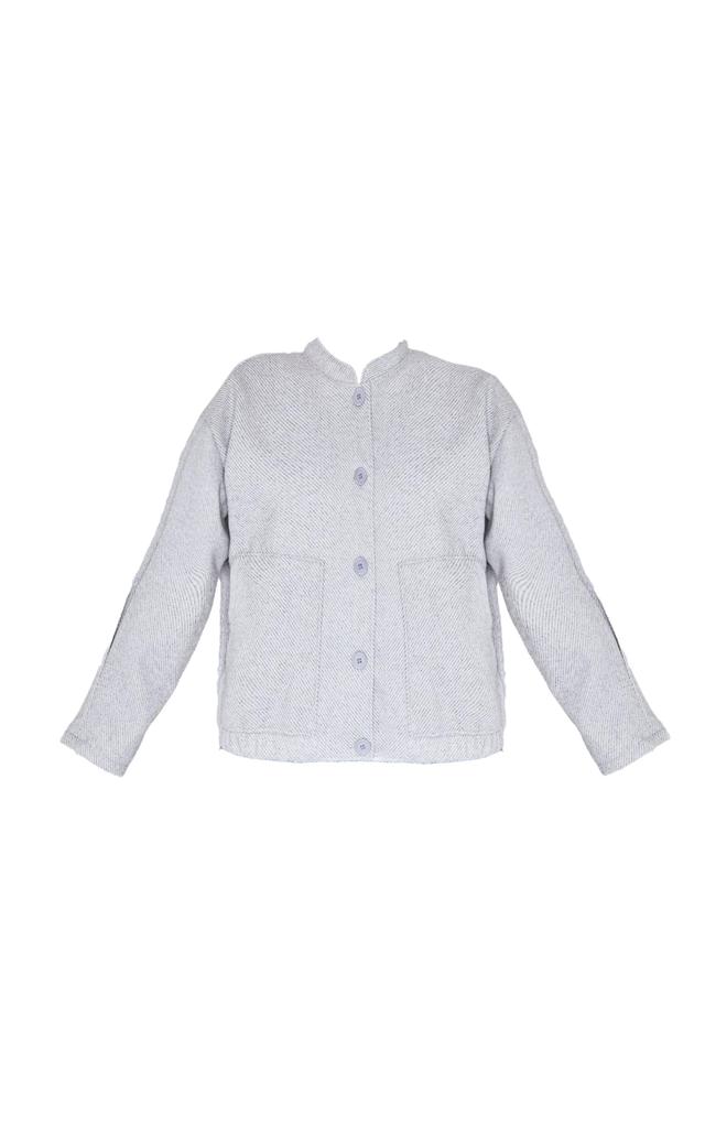 Grey Herringbone Oversized Bomber Product Image