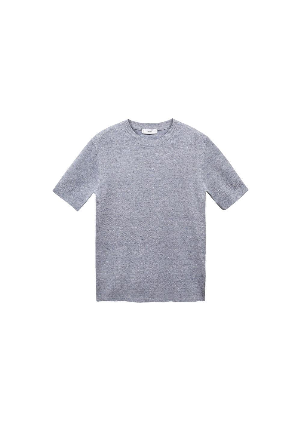 MANGO MAN - Structured cotton knit t-shirt indigo blueMen Product Image