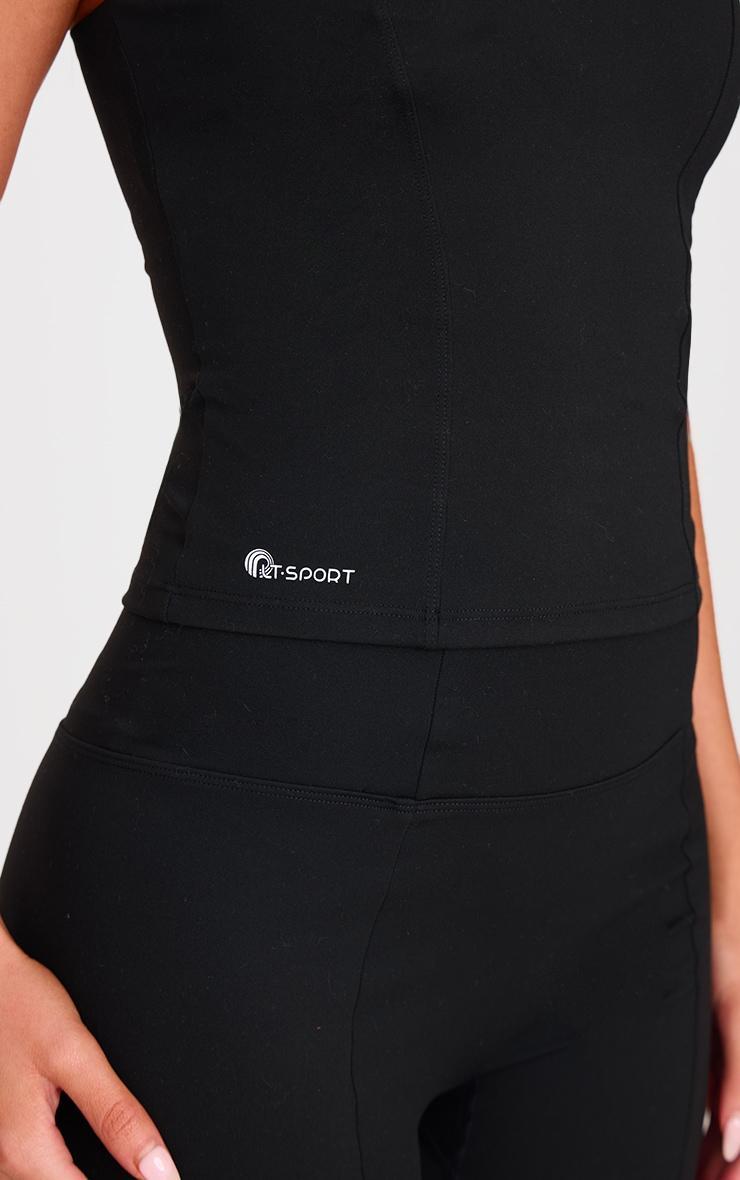 PLT Sport Deep Black Sculpt Seam Detail Gym Vest Product Image