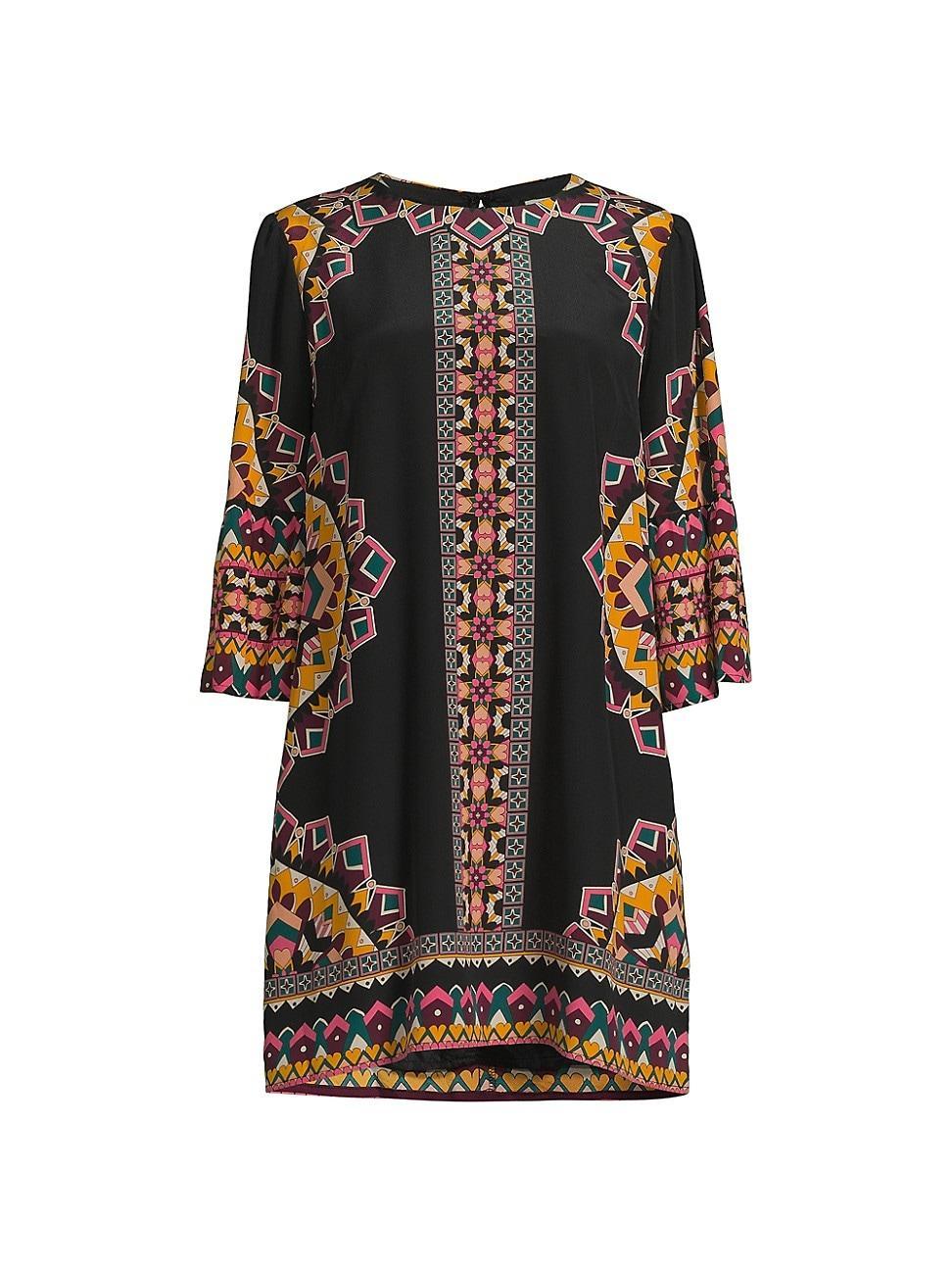 Womens Lunna Geometric Silk Shift Minidress Product Image