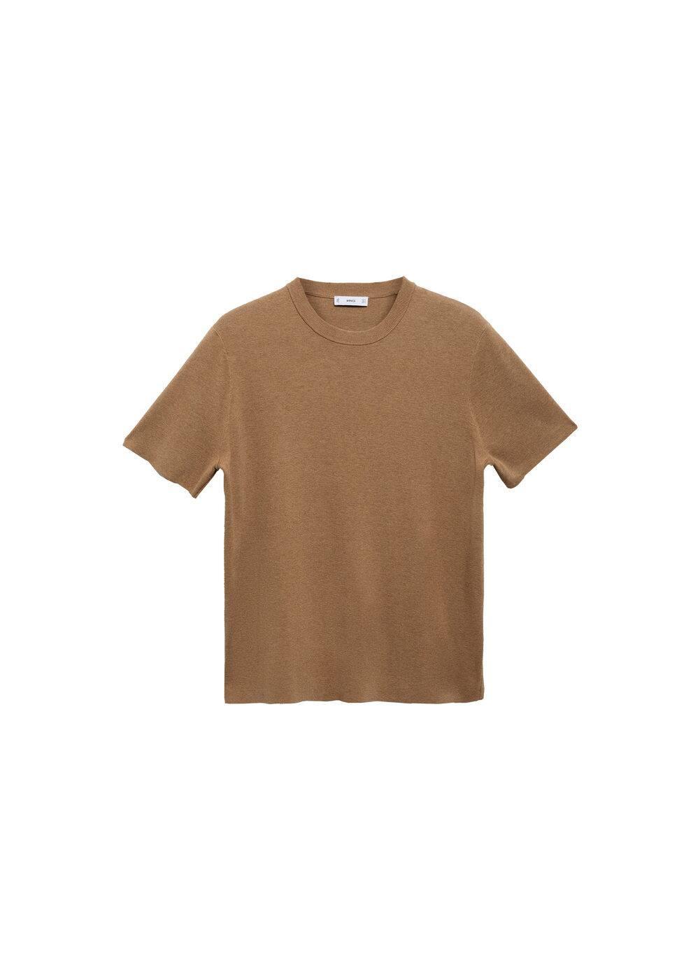 MANGO MAN - Knit cotton T-shirt medium brownMen Product Image