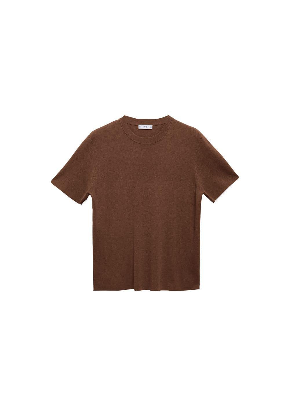 MANGO MAN - Knit cotton T-shirt chocolateMen Product Image