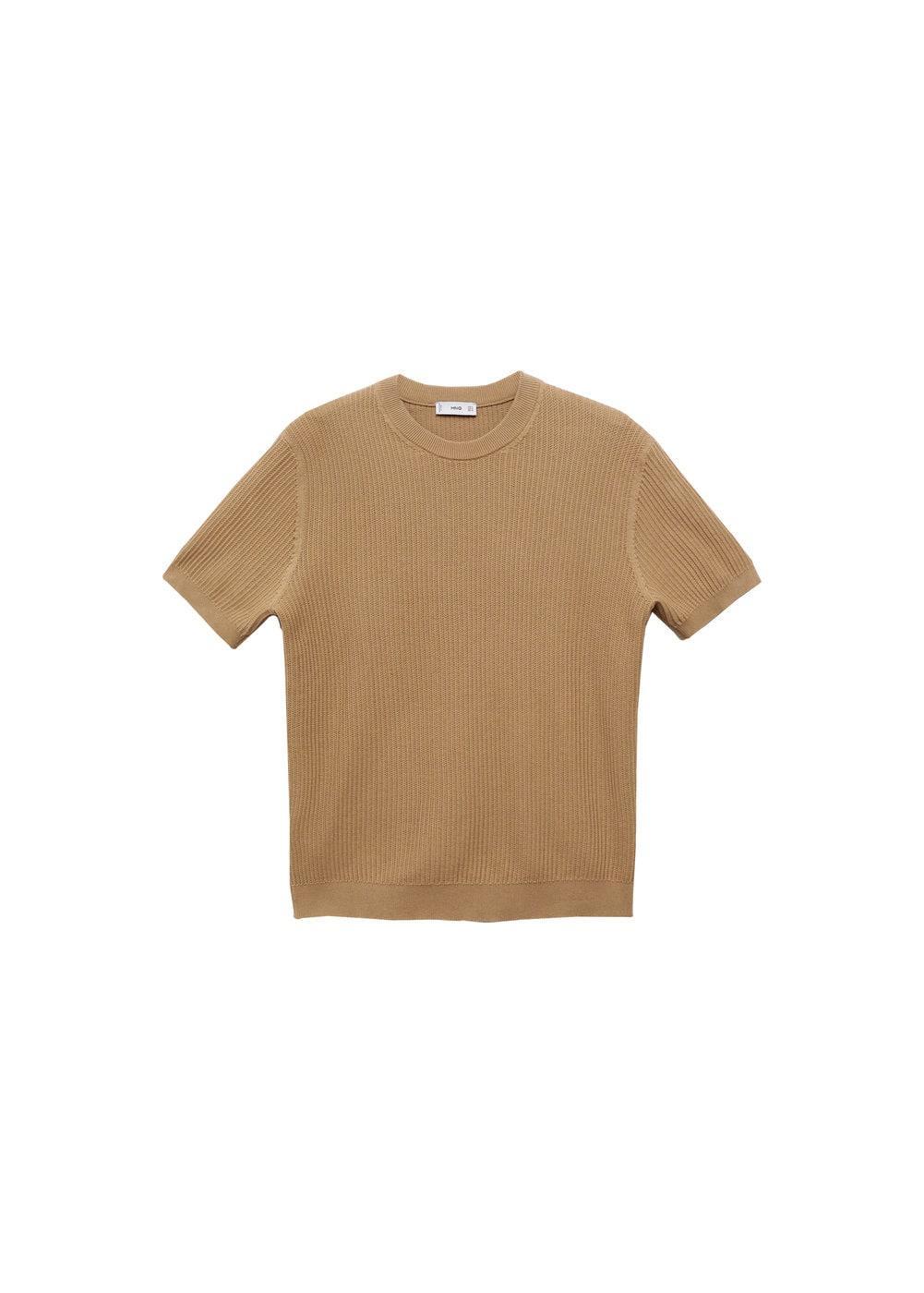 MANGO MAN - Ribbed knit t-shirt beigeMen Product Image