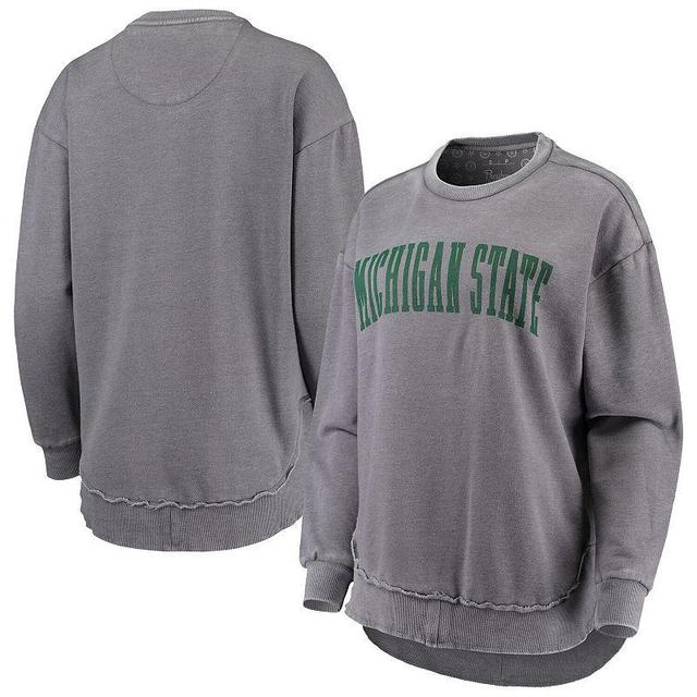 Womens Pressbox Heathered Gray Michigan State Spartans Vintage Wash Pullover Sweatshirt Product Image