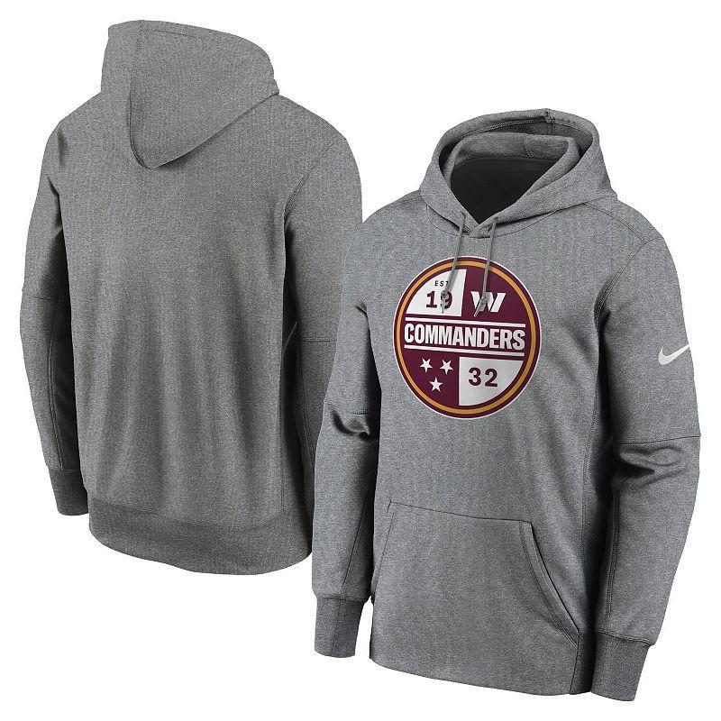 Mens Nike Heathered Gray Washington Commanders Performance Pullover Hoodie Product Image