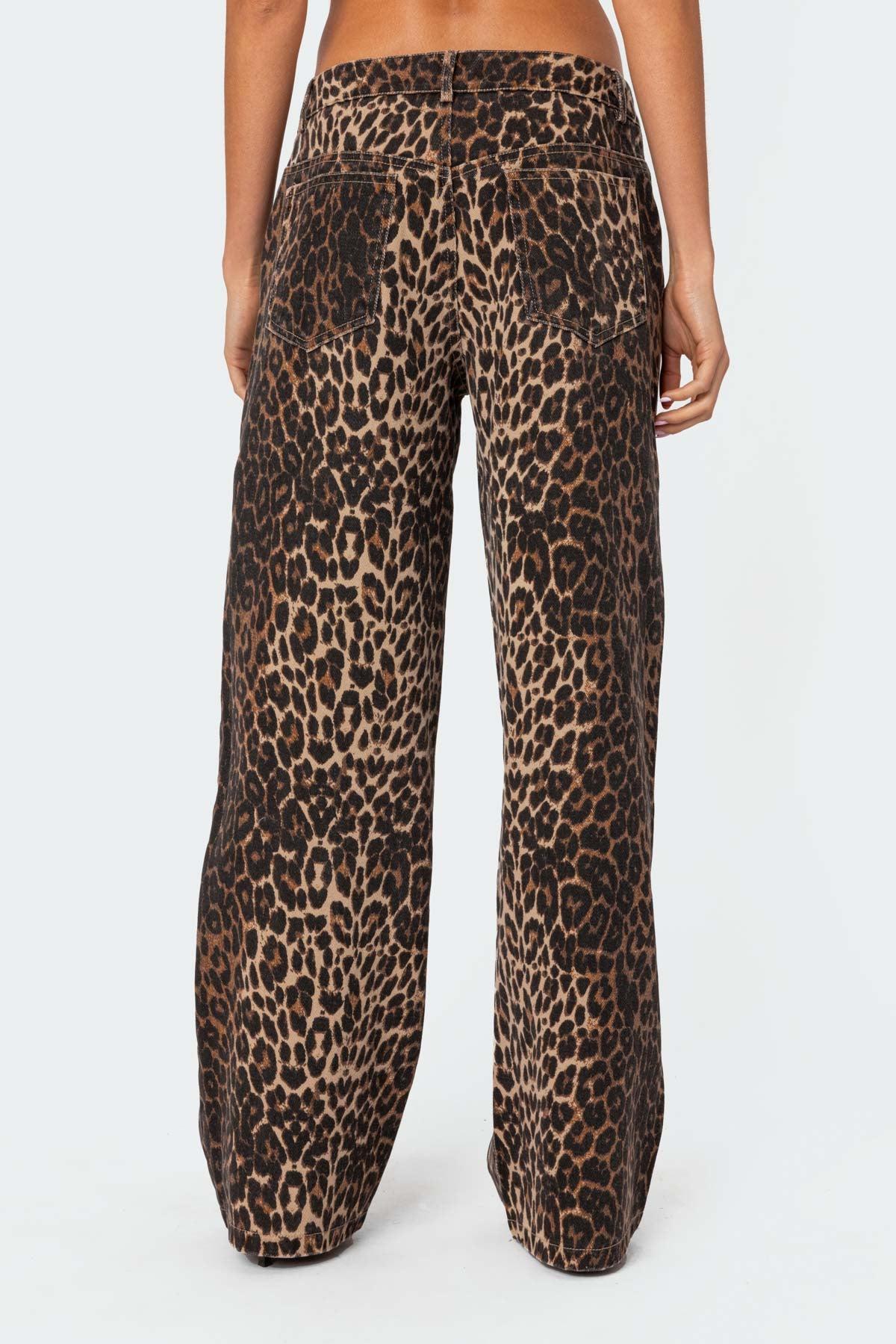 Leopard Printed Low Rise Jeans Product Image