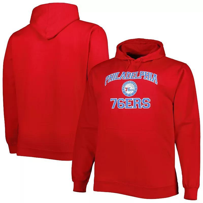 Mens Red Philadelphia 76ers Big & Tall Heart & Soul Pullover Hoodie Product Image