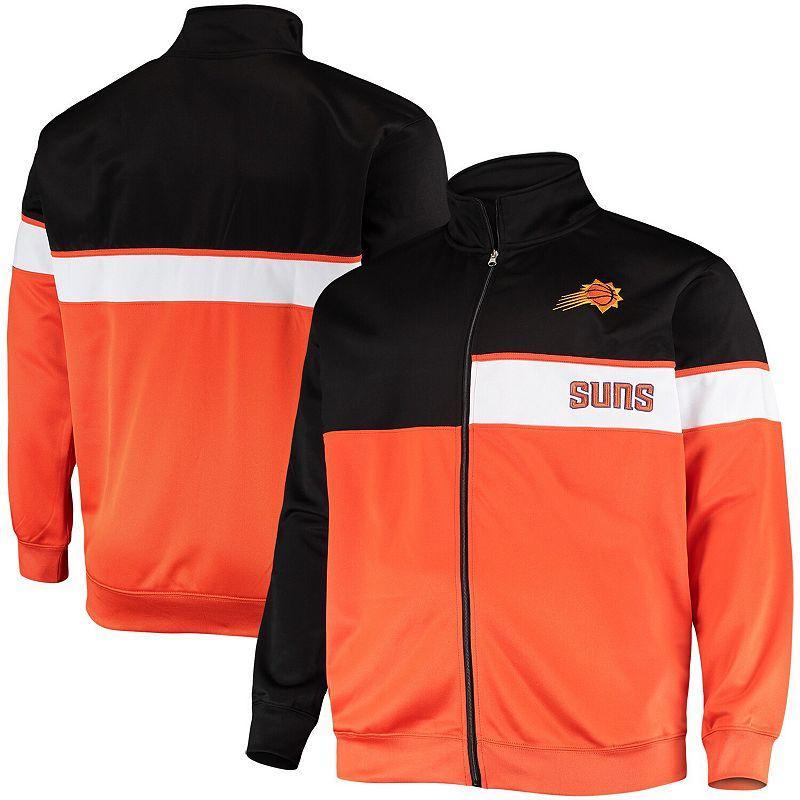 Mens Black/Orange Phoenix Suns Big & Tall Pieced Body Full-Zip Track Jacket Product Image