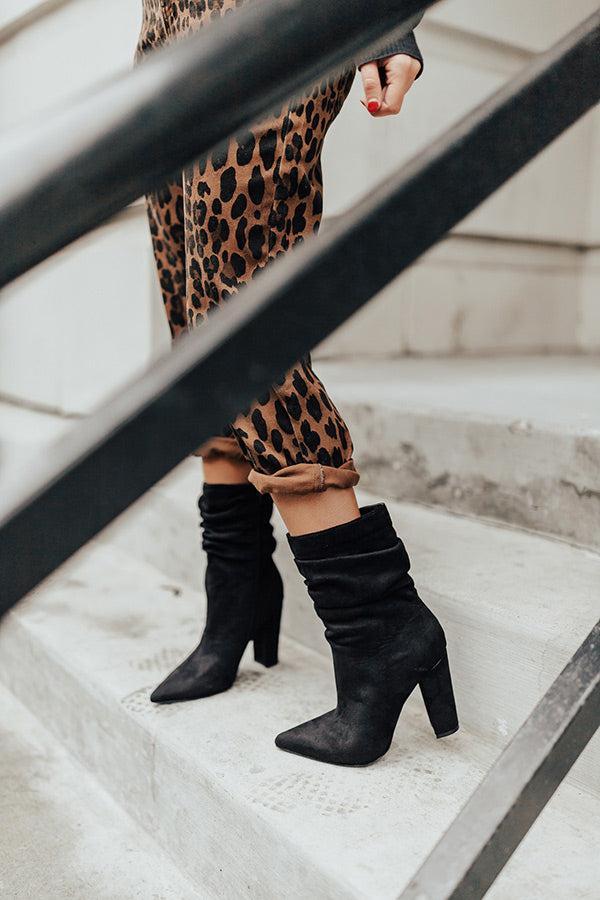 The Liz Faux Suede Boot in Black Product Image