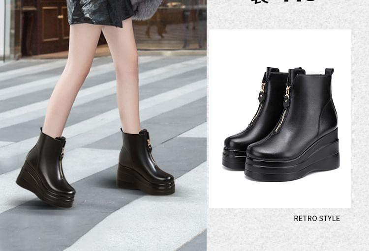 Platform Wedge Zip Short Boots Product Image