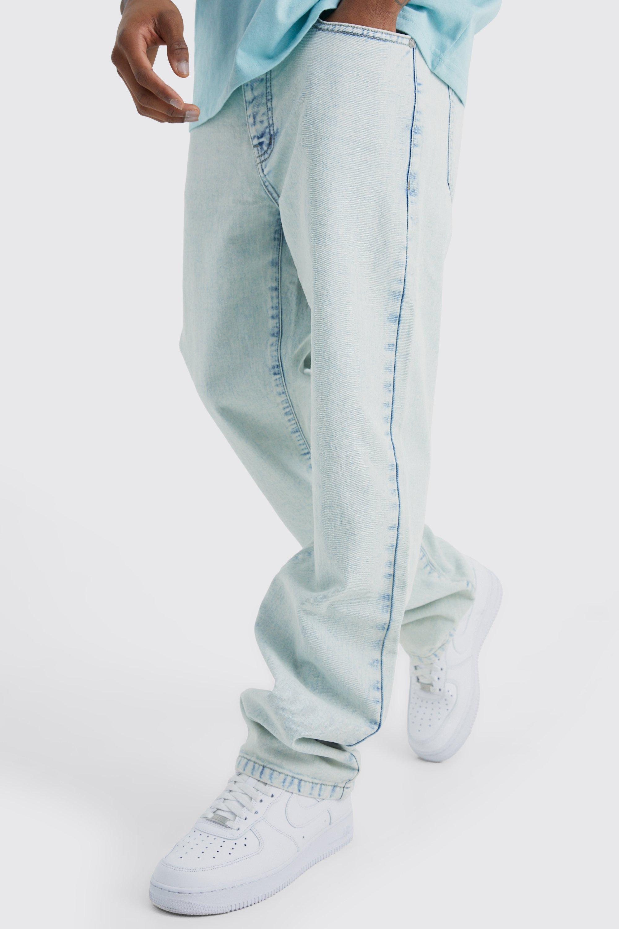 Mens Blue Relaxed Rigid Jean, Blue Product Image