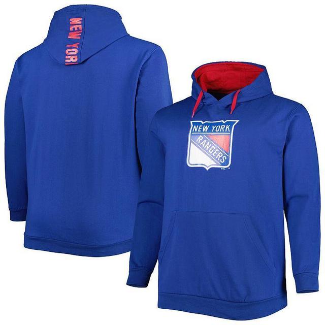 Mens Blue New York Rangers Big and Tall Fleece Pullover Hoodie Product Image