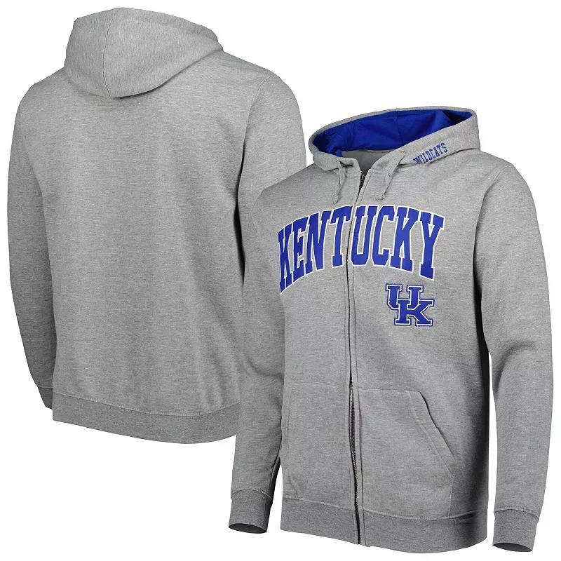 Mens Colosseum Heathered Gray Kentucky Wildcats Arch & Team Logo 3.0 Full-Zip Hoodie Product Image