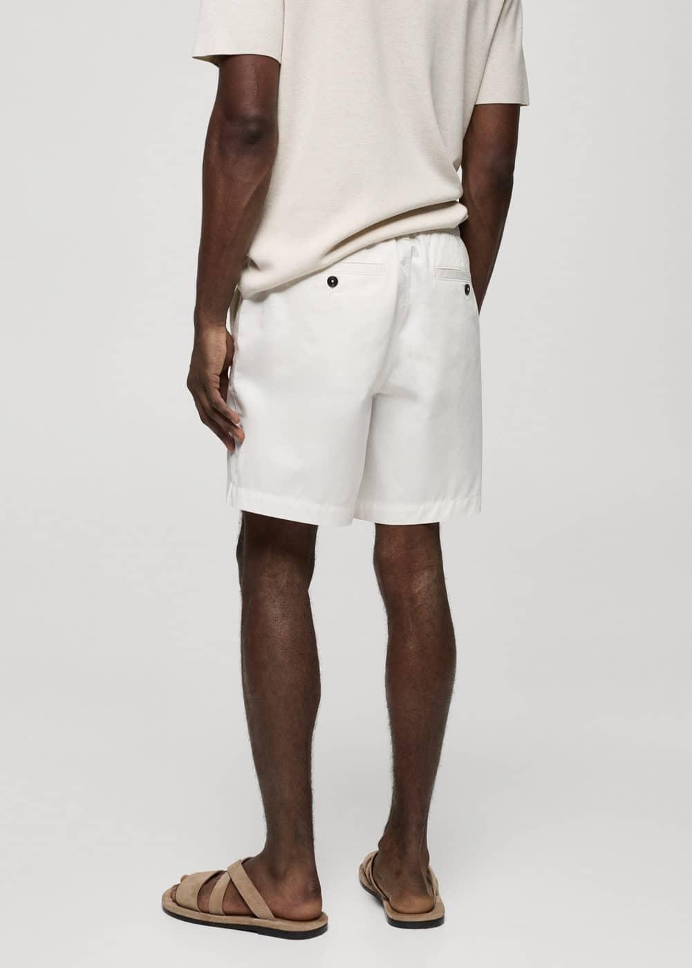 MANGO MAN - 100% cotton drawstring Bermuda shorts off whiteMen Product Image