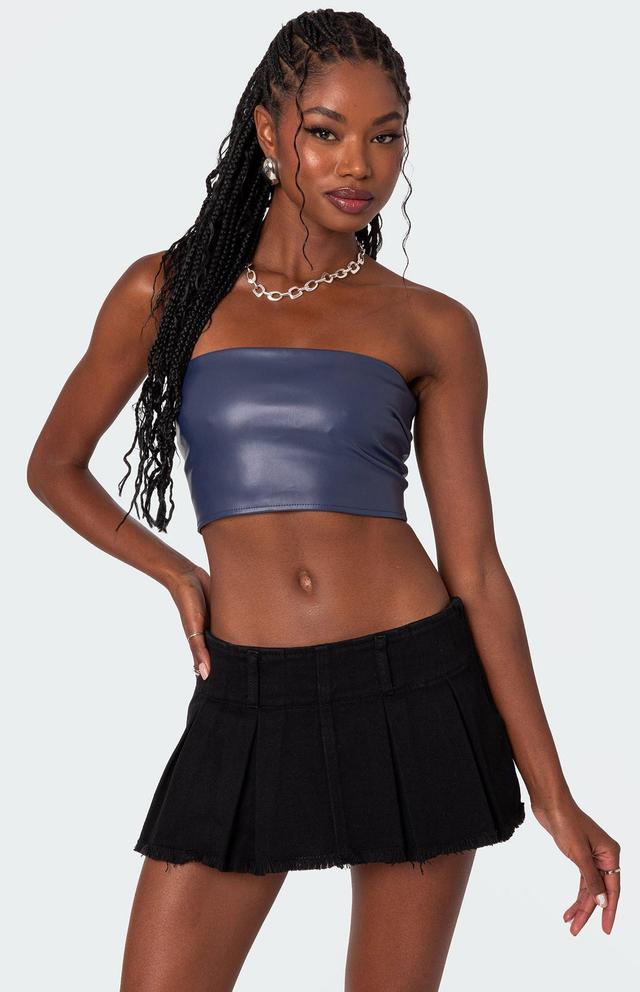 Edikted Women's Mazie Faux Leather Bandeau Top in B/W/T/B/N/G/O/R - Product Image