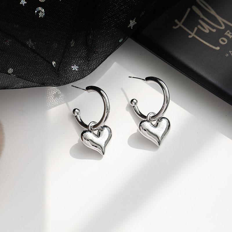 Heart Open Hoop Drop Earring Product Image