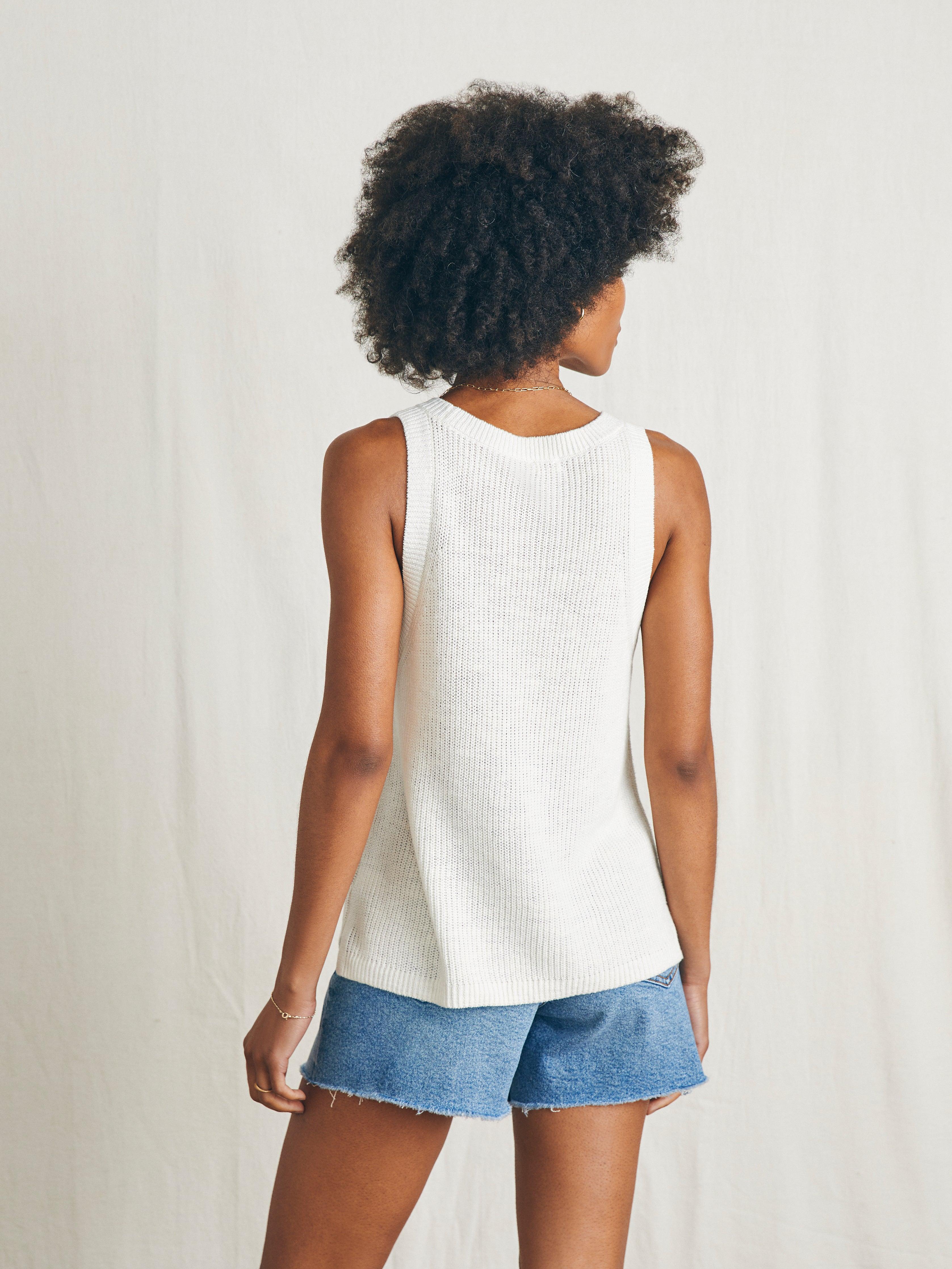 Miramar Linen Scoop Neck Tank - Egret Female Product Image