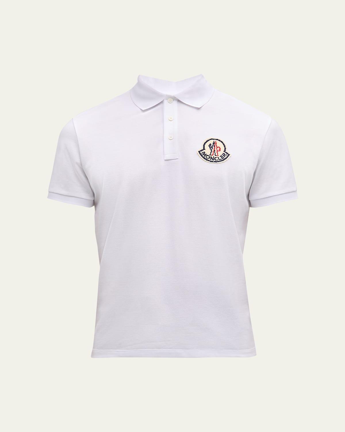 MONCLER Men's Large Logo Polo Shirt In White Product Image