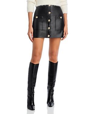 LAGENCE Truman Snap Faux Leather Miniskirt Product Image