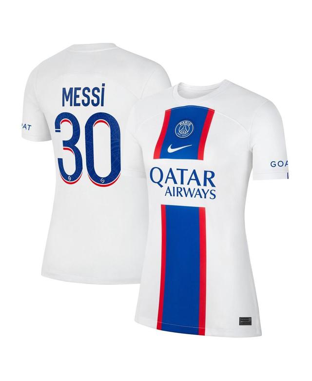 Womens Nike Lionel Messi White Paris Saint-Germain 2022/23 Third Breathe Stadium Replica Player Jersey - White Product Image