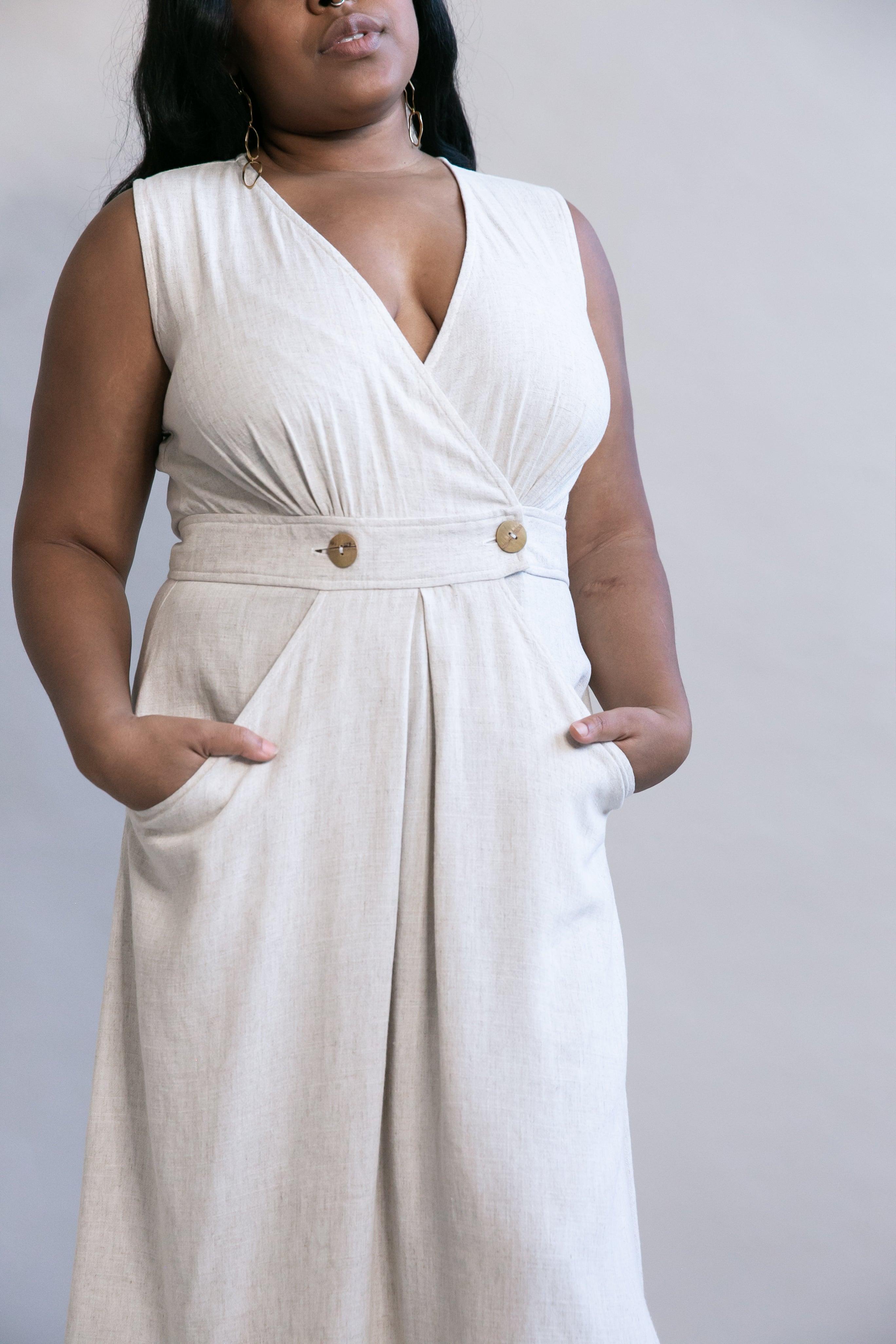 Winona Dress in Oat Linen Product Image