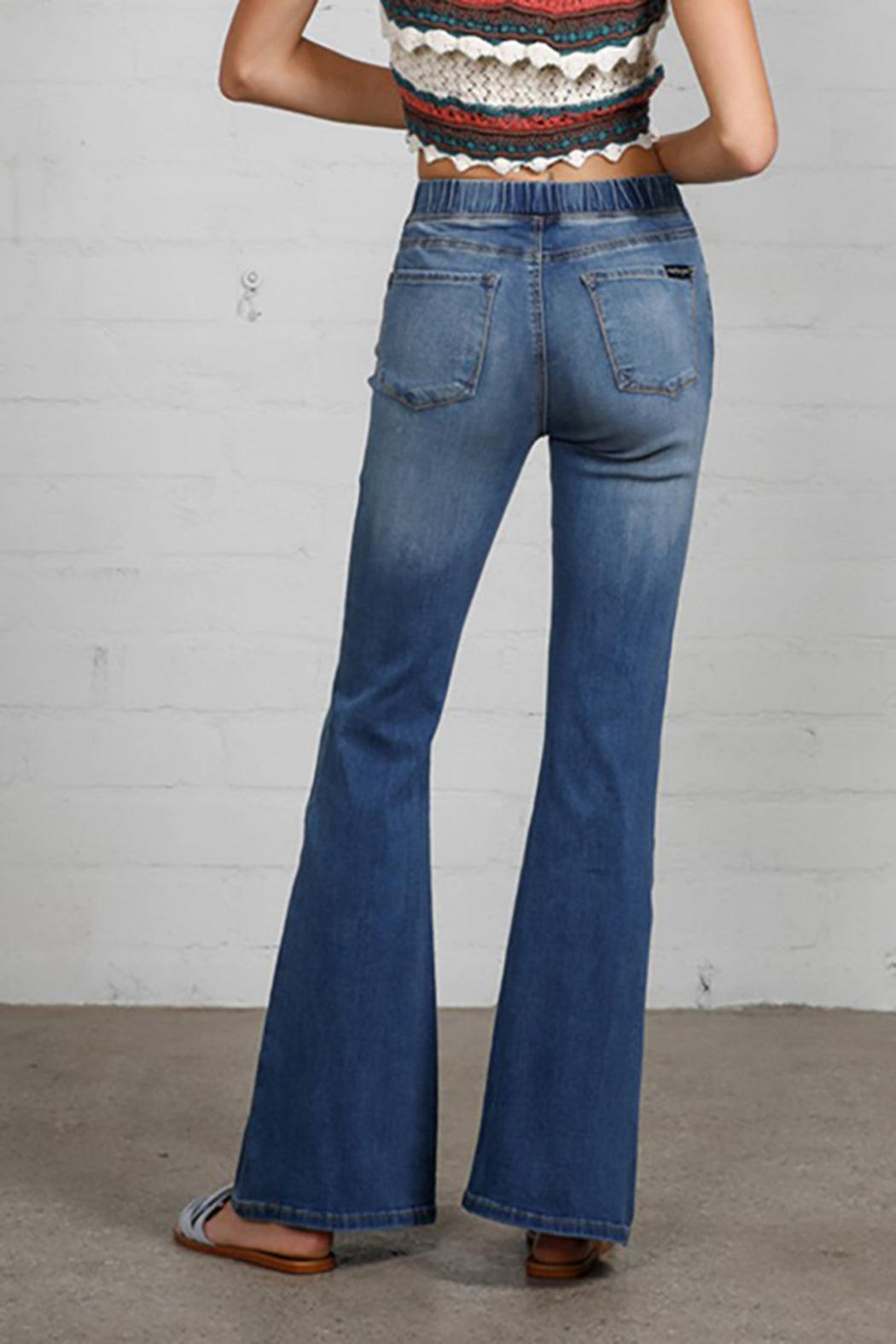 WIDE ELASTIC FLARE JEANS Female Product Image