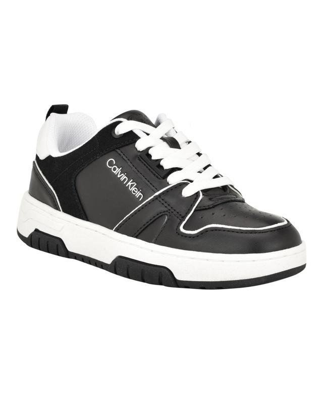 Calvin Klein Womens Stellha Lace-Up Round Toe Casual Sneakers - White Product Image